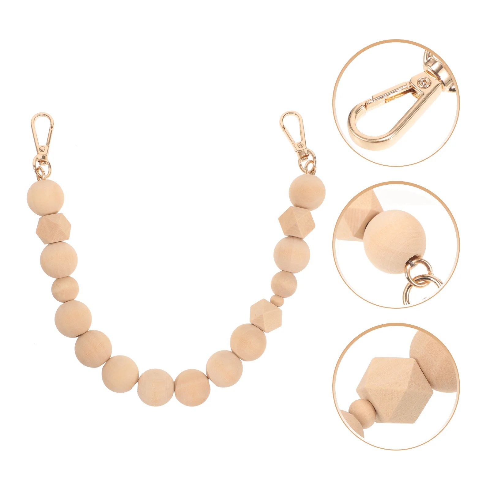 나무 구슬 핸드백 체인 교체용 가방 스트랩 장식용 가방 액세서리 튼튼한 금속 커넥터 편안한 그립 휴대용