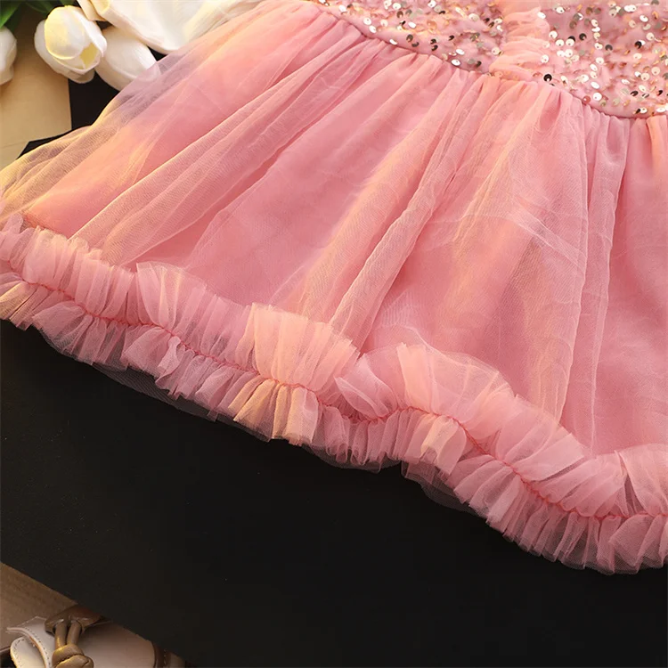 Kleider für Kinder Mädchen Baumwolle Langarm Pailletten Spitze Prinzessin Kinder Kleider Frühling Elegante Geburtstag Kleidung Show Kostüm – Detail 8