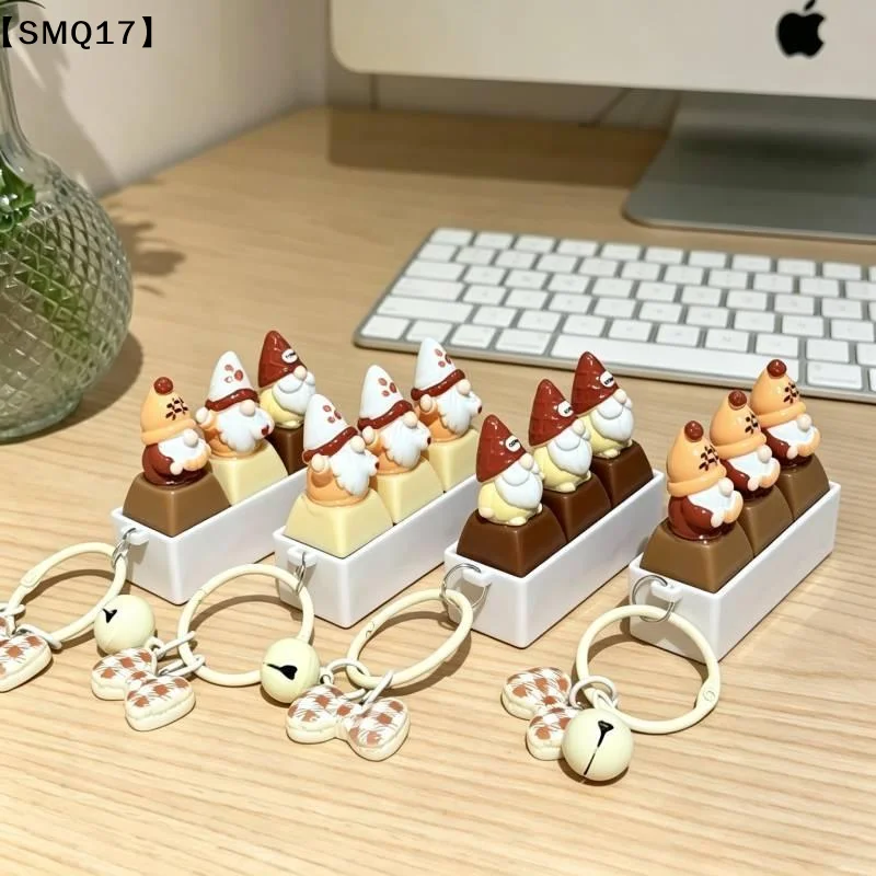 3 Keys Cute Gnome Fidget Keychain With Stress Relief Lovely Cartoon Design For Office Decor Daily Use Small Gift【SMQ】
