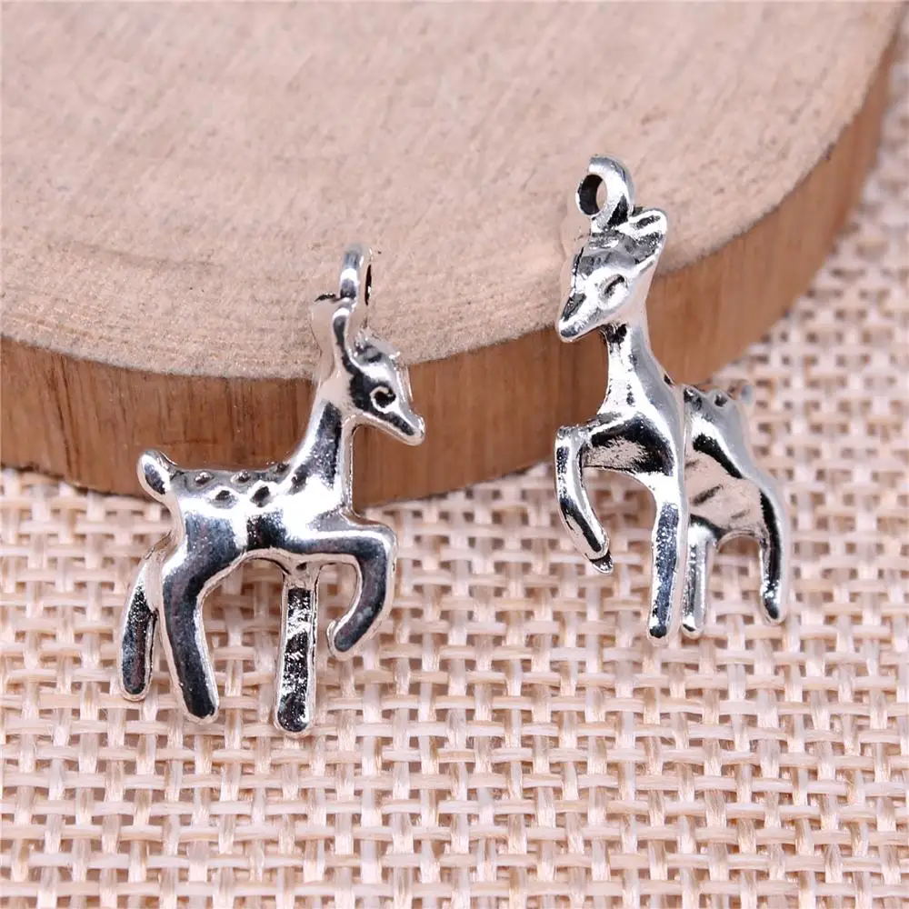 WYSIWYG 10pcs Charms 22x12mm Deer Charms For Jewelry Making DIY Jewelry Findings Antique Silver Color Alloy Charms Pendant