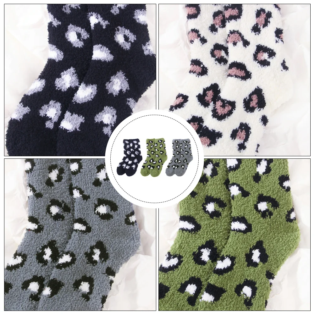 

3 Pairs Coral Fleece Sleeping Socks Stockings Moisturizing Woman Hosiery Miss Floor