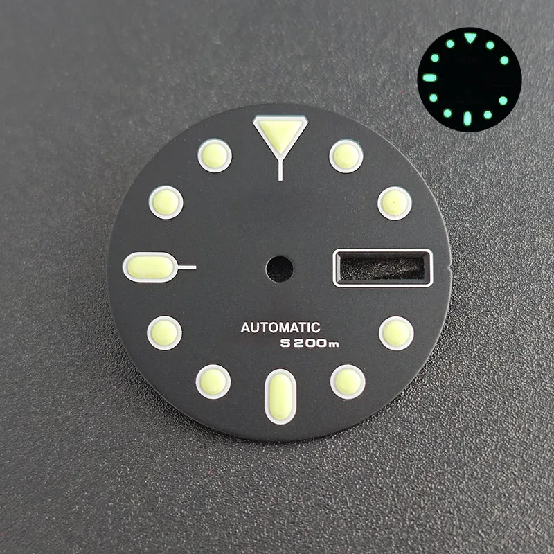 Esfera de reloj NH36, esfera luminosa verde de 28,5mm, movimiento mecánico automático, accesorios de reloj