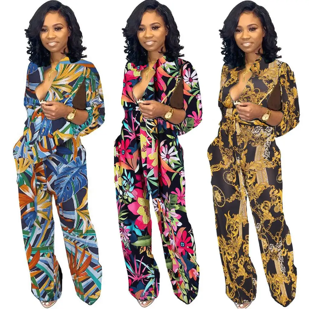 

Women's Winter Faion Jumpsuits Long Pants Knitted Top Print Casual Sle Tee-piece Set Comfortable Breathable Soft Material