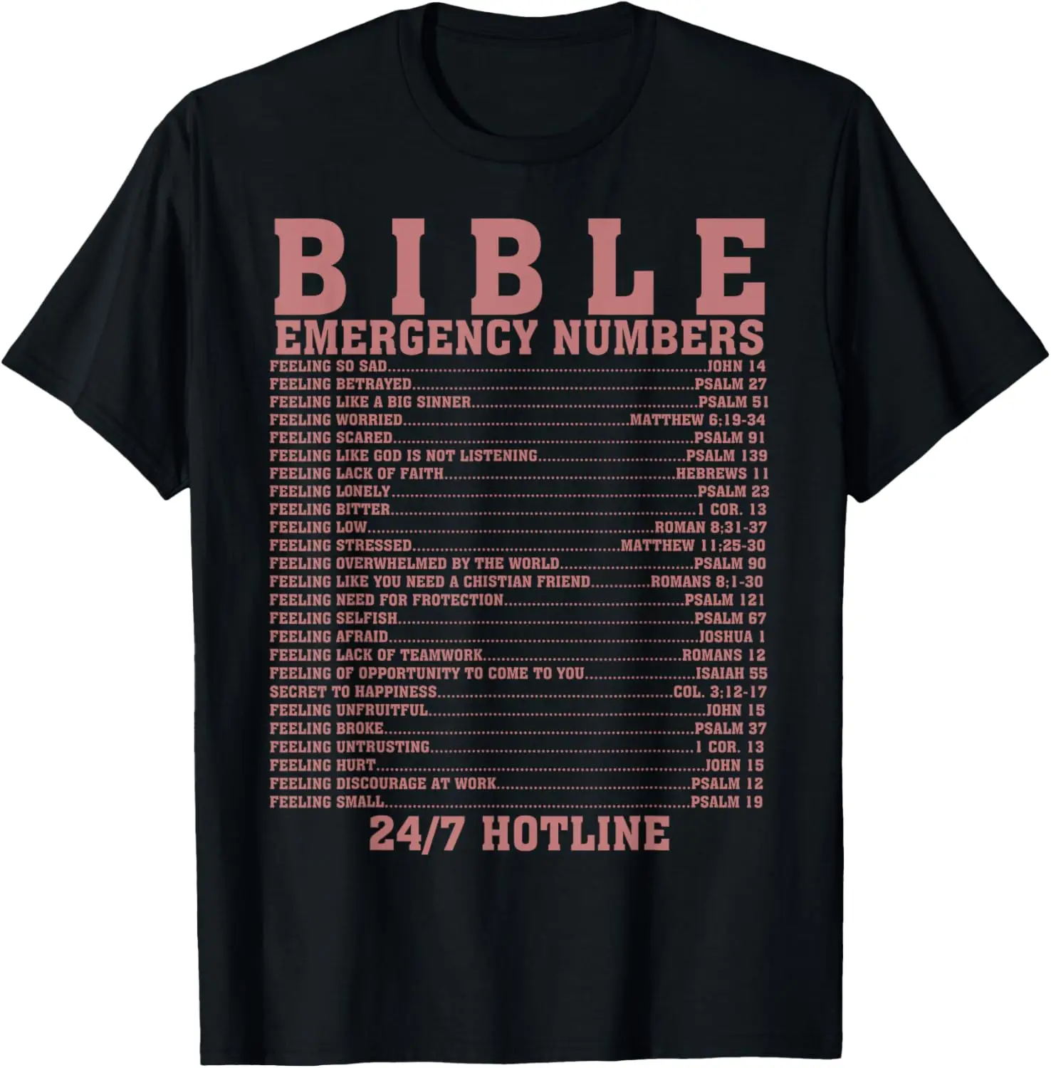 

Funny Bible Emergency Numbers Gift Men Women Cool Christian T-Shirt