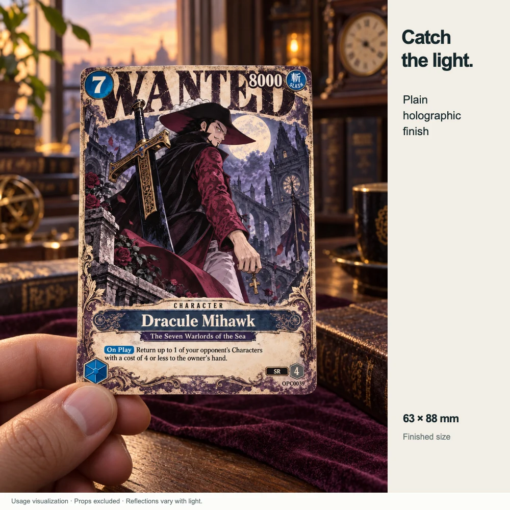 5Pcs One Piece Cards OTCG Vintage Wanted Poster Style Custom Perona Brook Mihawk Nami Law Collection Cards One Piece Card Game