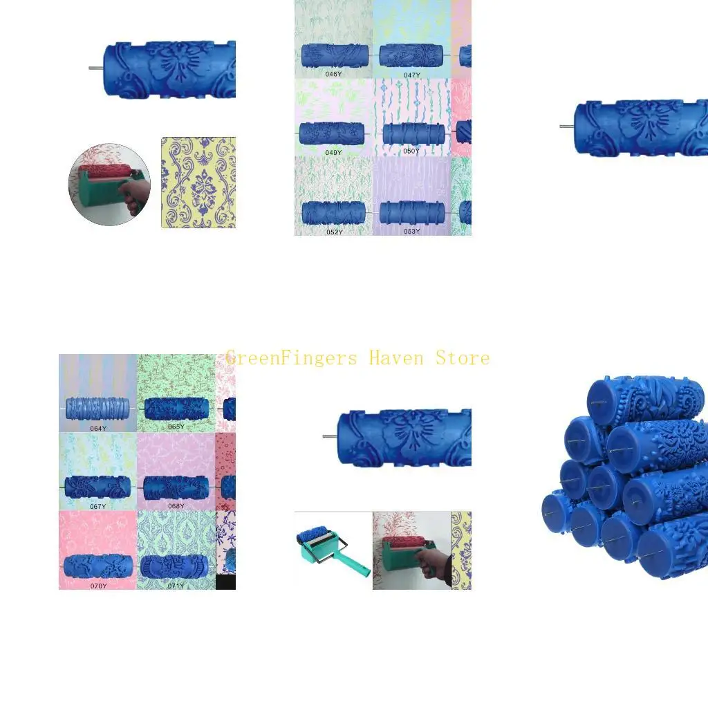 

F68D 5" Embossed Paint Roller Sleeve Wall Texture Stencil Brush Pattern Decor 025Y