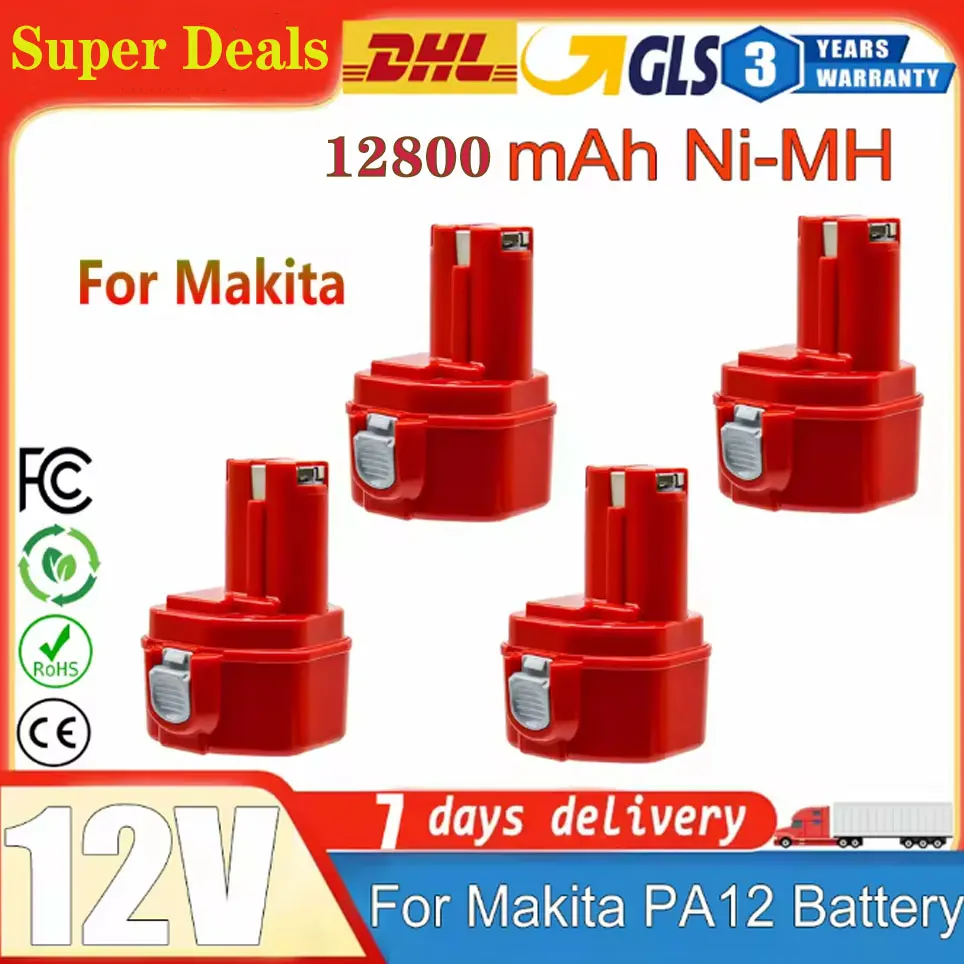 Batteria 12V 12800mAH per Makita PA12 Ni-Mh, compatibile con Makita 1200 1220 1201 1222 1233SA/B1235 192681-5, batterie per utensili elettrici
