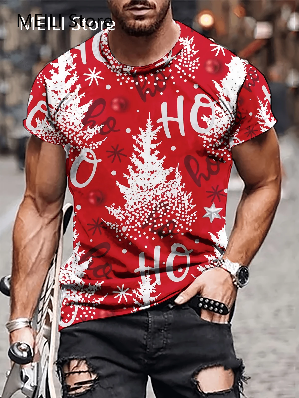 Camiseta con estampado gráfico de Papá Noel para hombre y mujer, camisetas divertidas informales de manga corta, ropa de gran tamaño, nueva moda, 2023