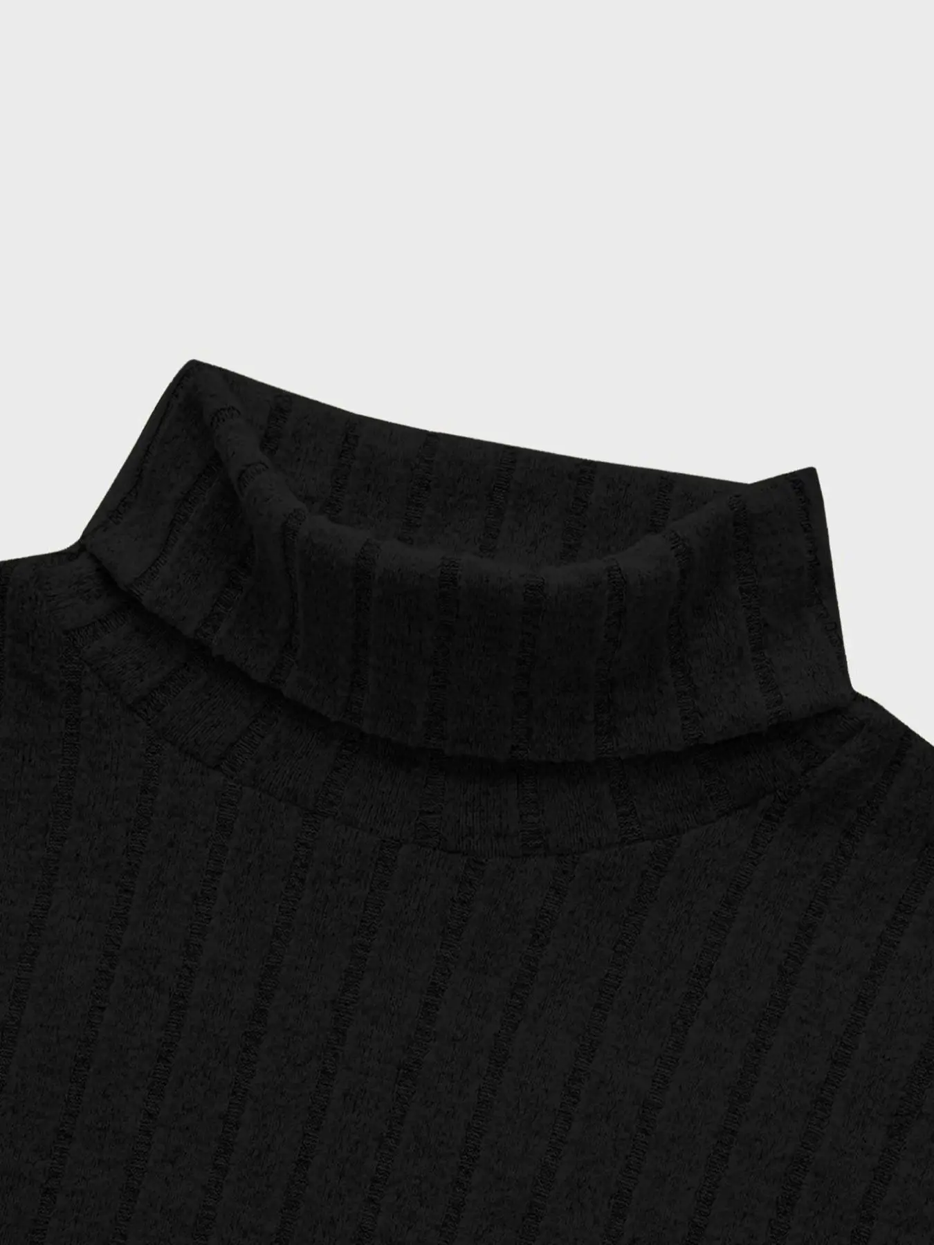 Herren Rollkragenpullover mit Langen Ärmeln, Vertikal Gestreift, Schlanke Passform, Gerippter Strickpullover, Lässiger Stretch-Unterzieher – Detail 17