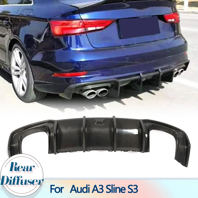 Car Rear Bumper Diffuser Lip for Audi A3 Sline S3 Sedan Hatchback 2017 Carbon Fiber Rear Bumper Diffuser Spoiler Lip Protector