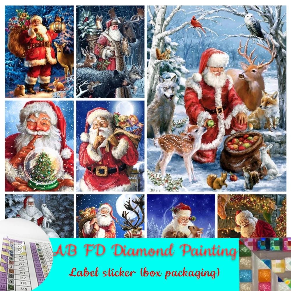 Christma AB FD Diamond Painting Santa Claus 5D Full Diamond Mosaic DIY Cross Stitch Embroidery Kit Rhinestone Picture Home Decor