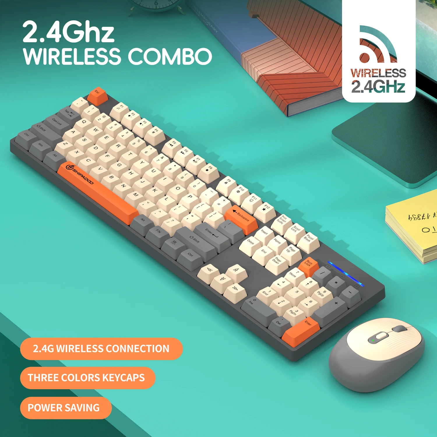 2.4G Wireless Office Stylish Ergonomic Keyboard And Mouse Combo DPI Adjustable Slient Click Keyboard Set For PC Computer Laptop