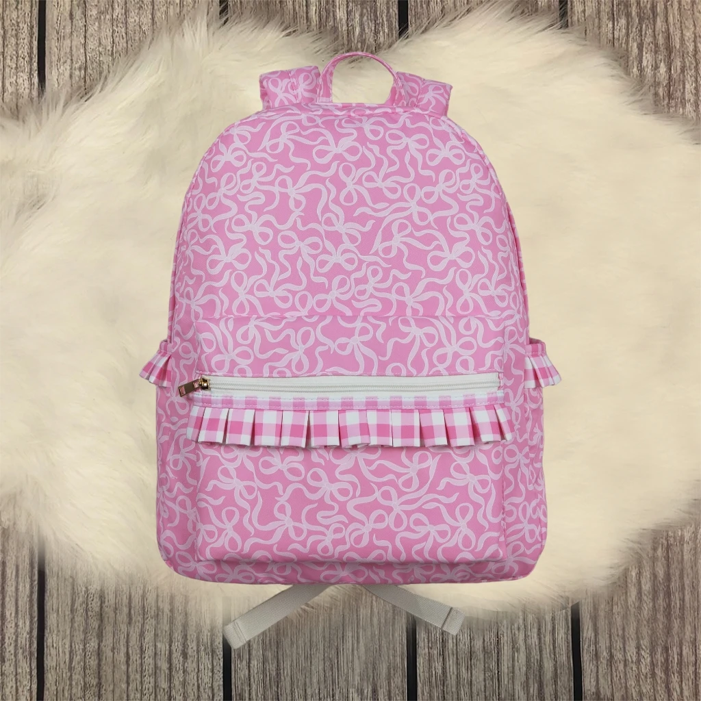 

Baby Girl Backpack Daypack Toddler Children Pink Outdoor Portable Kids Girls Boutique School Zipper Bows Ruffle Bag Wholesale