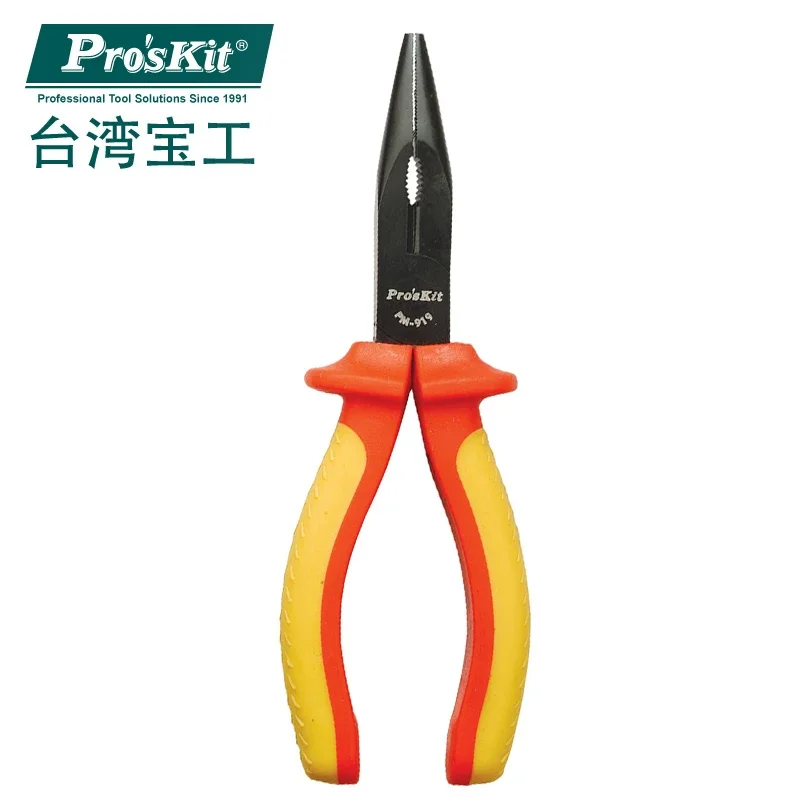 

Pro'skit PM-919 High Voltage Insulated VDE1000V Pointed Nose Pliers Ideal for Electricians with Excellent Insulation Performance
