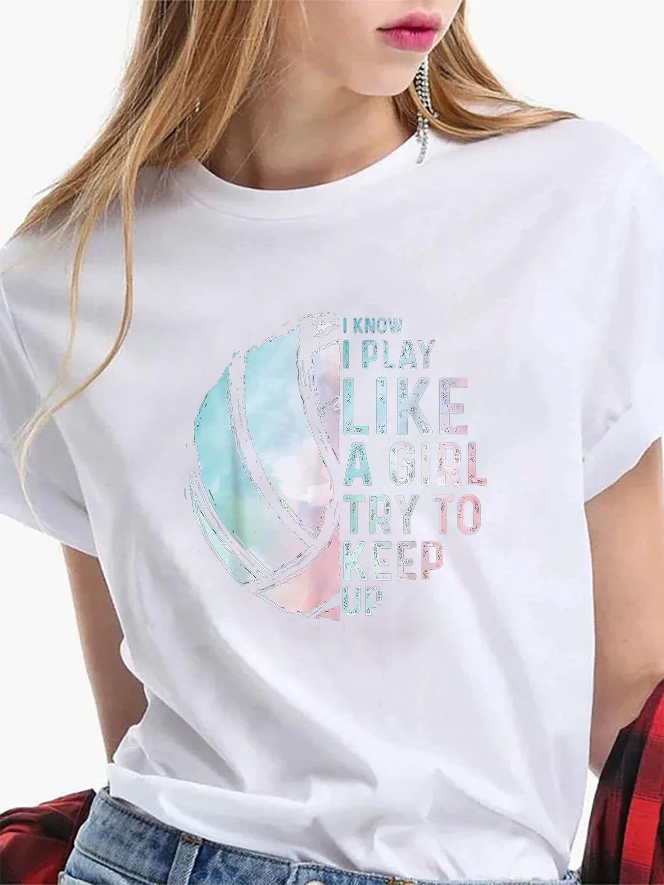 Funny Volleyball Design Women T Shirt Summer Fashion Short Sleeve T Shirt Printed Tees O-Neck Casual T-Shirt Women Clothing