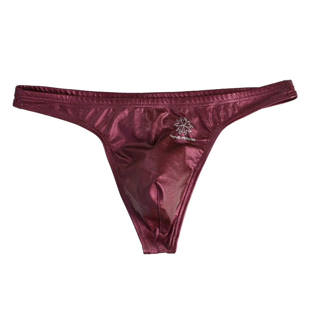 Men Low Waist G-Strings T-Back Femboy Pouch Solid Faux Leather Japanese Thongs Sexy Accessories Hot Underpants Adult Underwear