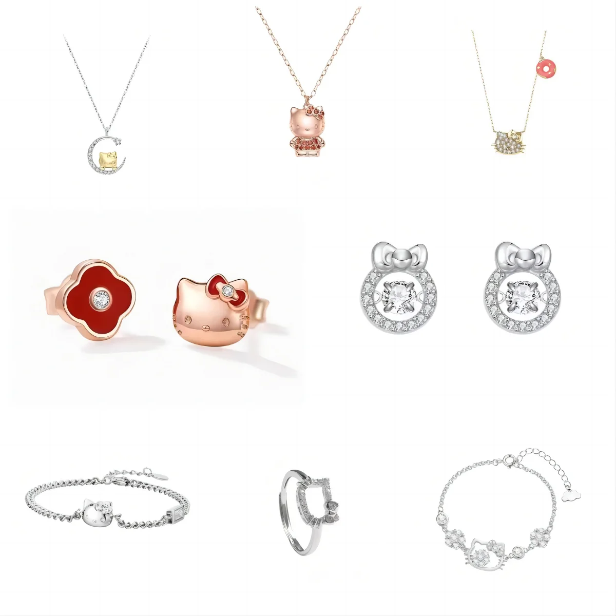 Sanrio-pulsera de Hello Kitty para mujer, joyería de figuras de acción de Anime de dibujos animados, regalo para amigos, accesorios de cumpleaños para estudiantes, 2024