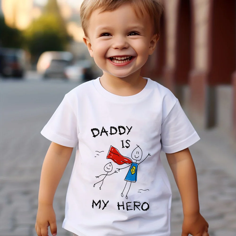 Daddy Is My Hero Boy Girl Kids T-Shirt Toddler Short Sleeve Tshirt Children Casual Tops Youth & Toddler Kids Father's Day Shirts