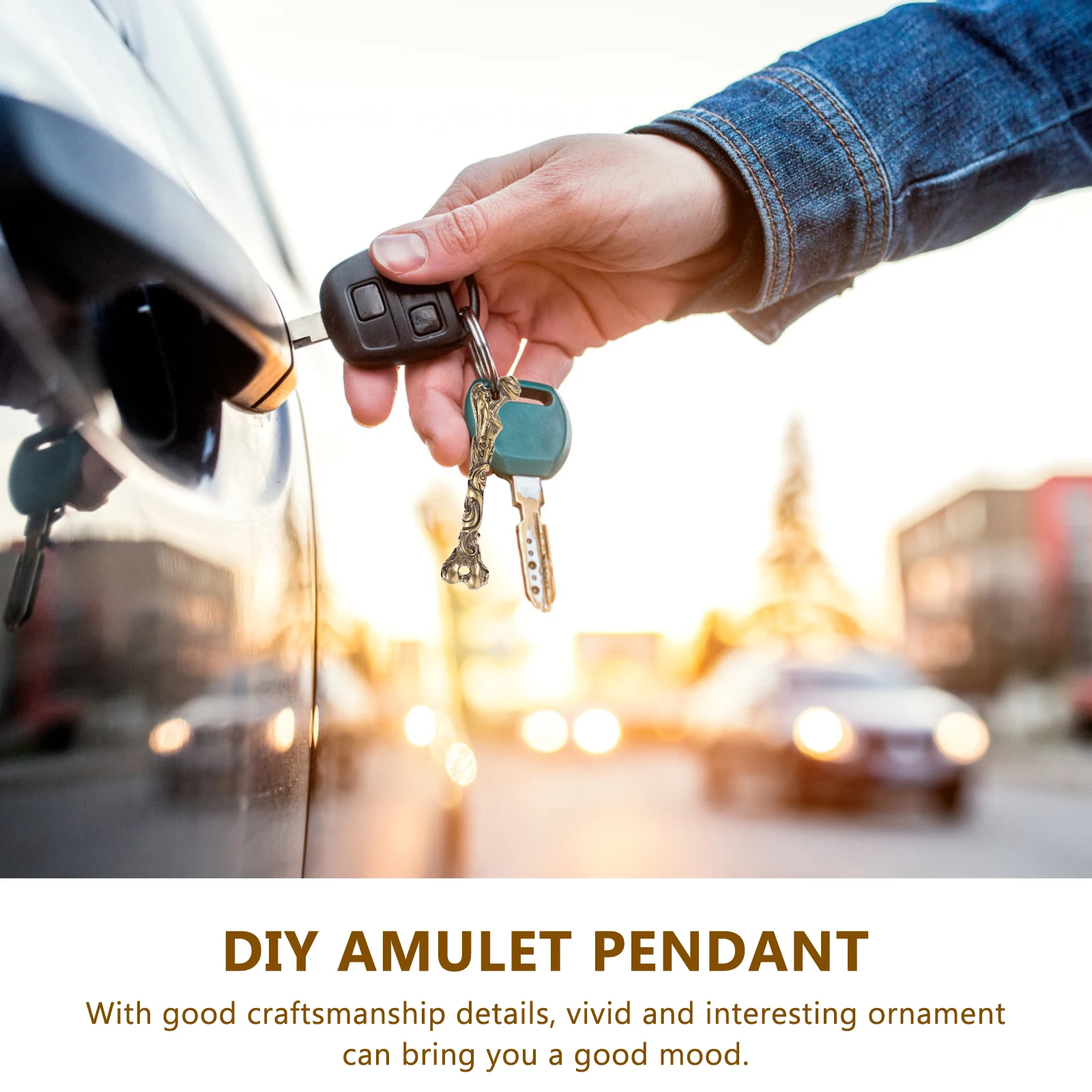 

Carved Keychain Small Keychain Charm Decor Amulet Pendant DIY Brass Bone Charm Dog Key Supply Jewelry Making