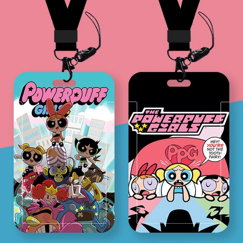 The Powerpuff Girls Blossom Bubbles Buttercup كارتون لطيف طباعة طالب الشريحة بطاقة الهوية الحرم الجامعي حافلة بطاقة مكافحة خسر واقية