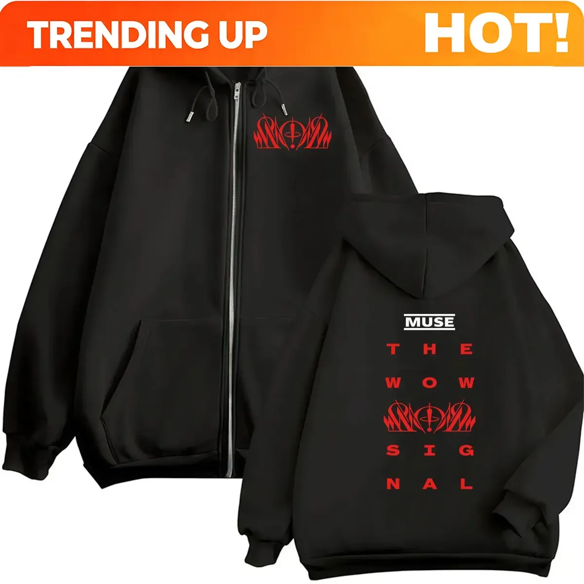 Customization MUSE Band Muse The Wow! Signal Tour 2026 Zipper Hoody Men Women Fleece Fashion Long Sleeve Oversized Coats Sweatsh
