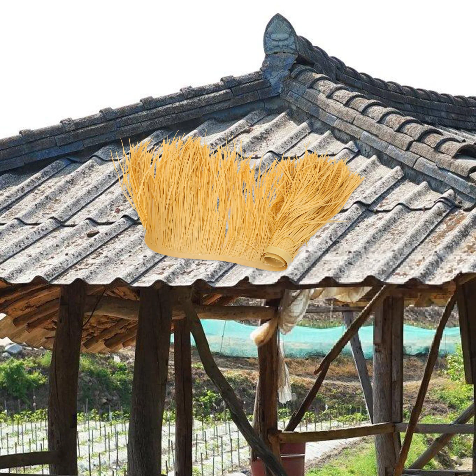 Telhado de palha artificial simulado, sombra decorativa para paisagismo, projeto de artesanato diy, sem manutenção, jardim, paisagem