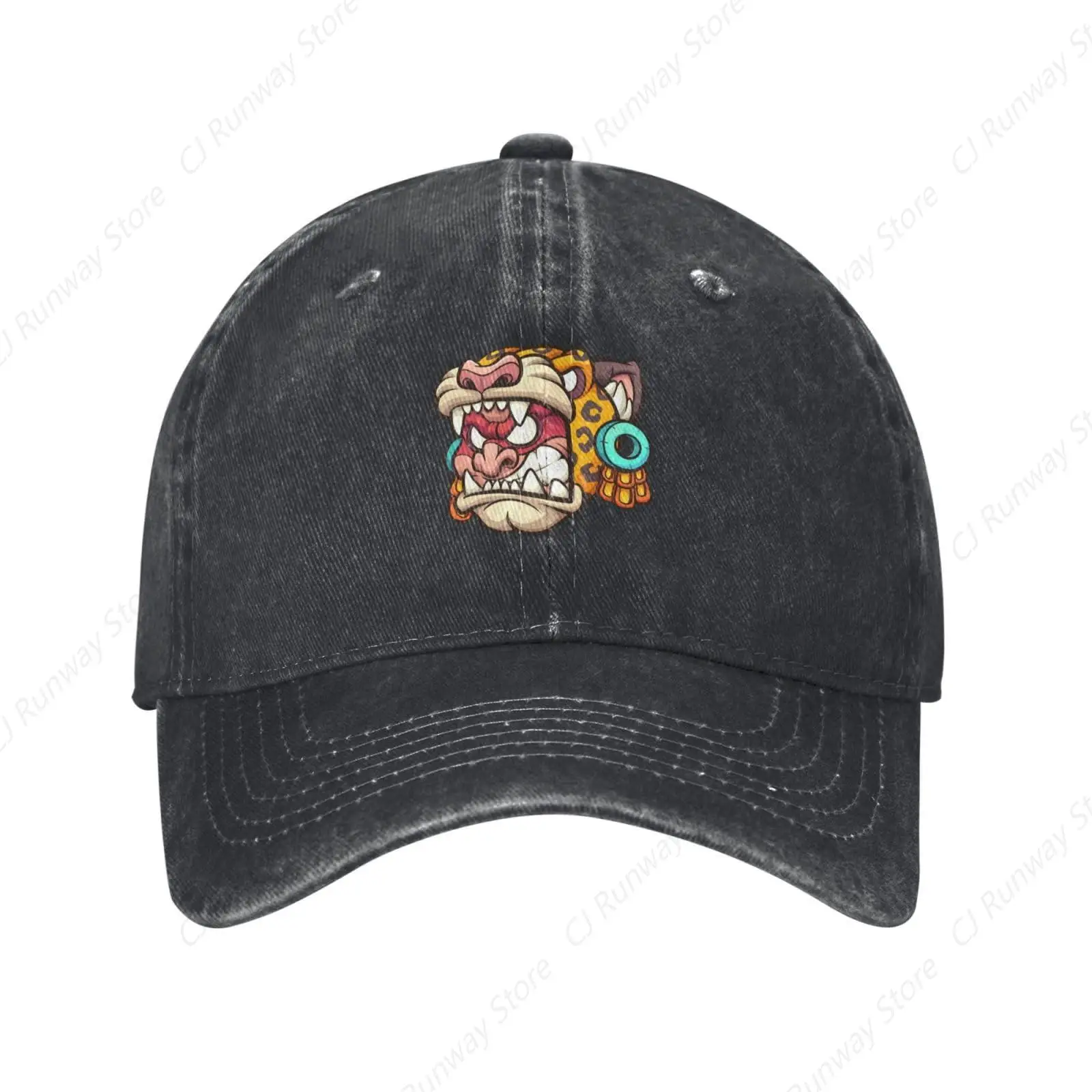 Aztec Jaguar Warrior Baseball Cap for Men Women Adjustable 100% Washed Cotton Golf Dad Hat