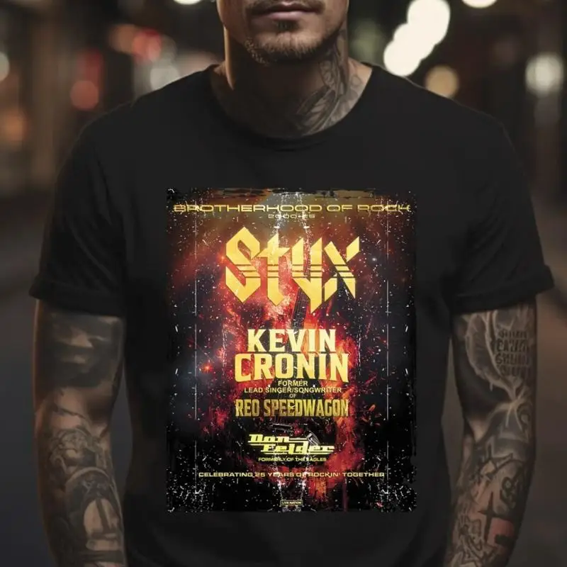 Styx Band Tour Brother Hood Of Rock 2025 Black T Shirt S 5Xl