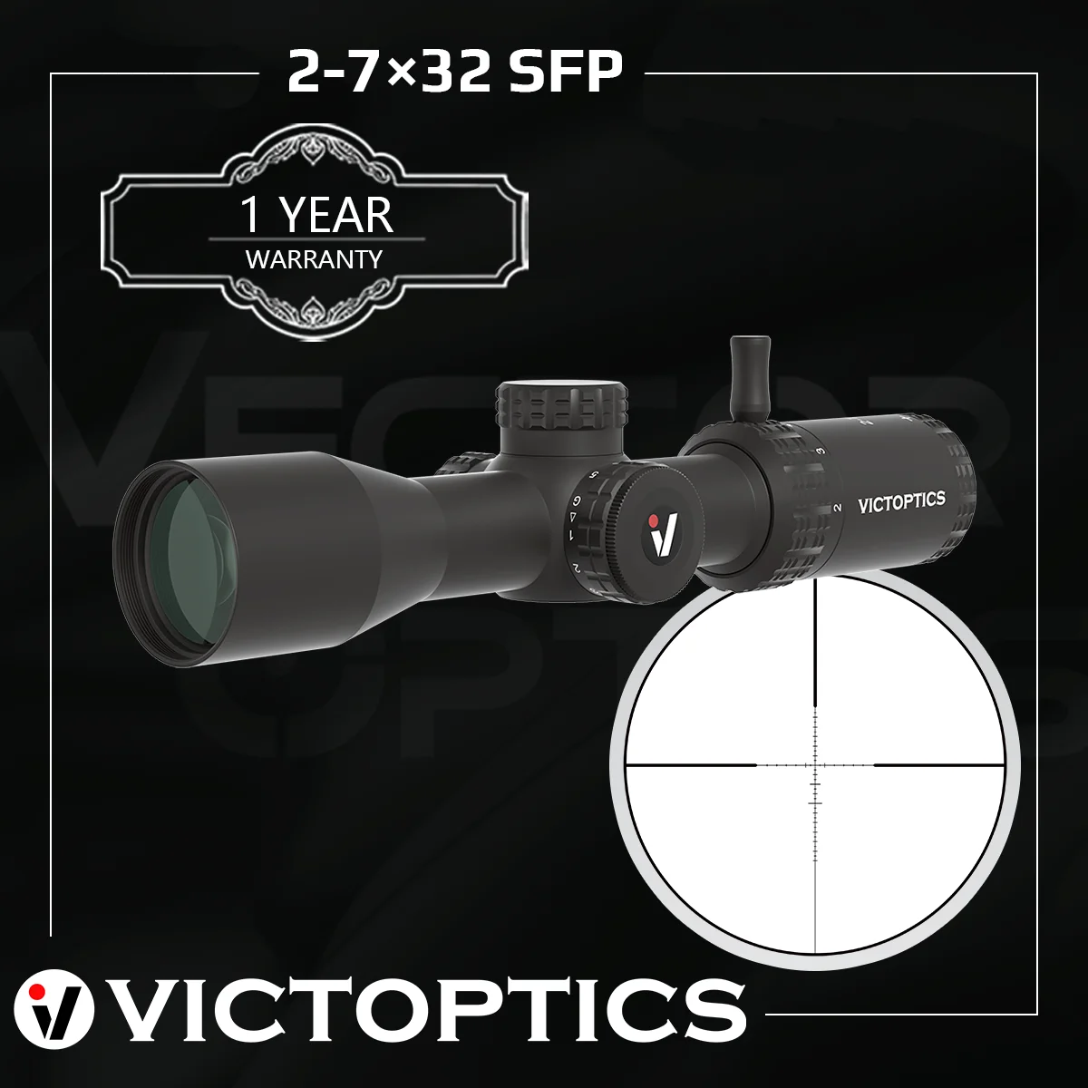 Victoptics Soi 2-7X32 Sfp 1 Inch Tube Hunting Riflescope 5-Gear Green and Red Illuminated Tactical Sights Light Weight for Cqb