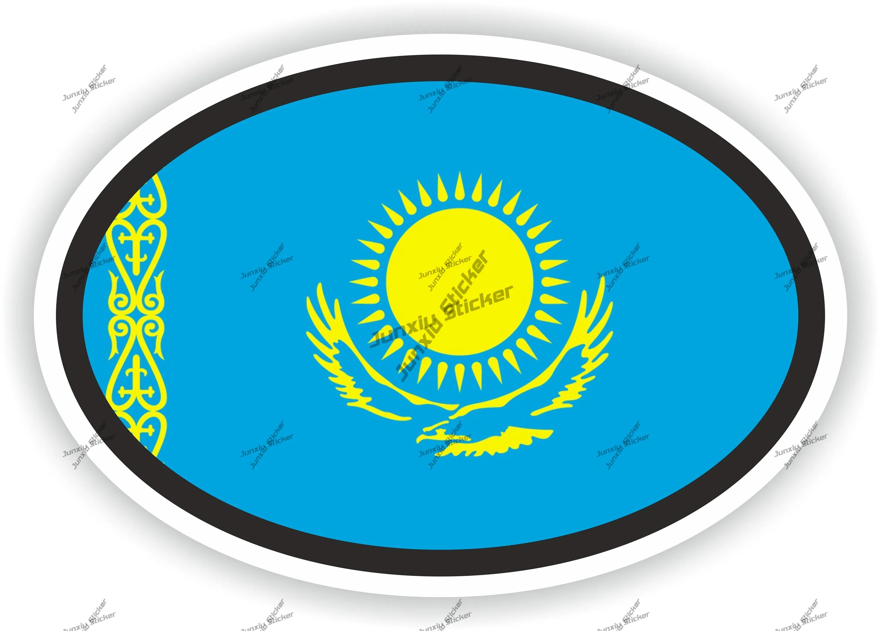 

Kazakhstan Flag Oval Sticker Decals For V Ehicle Parts Decal Accessories For The Car Camper Sticker Suv Laptop Speedboat Windows