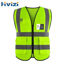 Plus Size M-4XL Construction Safety Vest Reflective Vest for Men hi vis Workwear Vest Reflective Work Wear Vest with Pockets