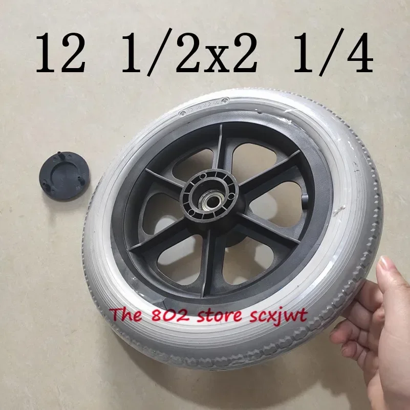 12 1/2x21/4 Solid Wheel  1/2* 2 1/4 Tyre chair Accessories Rear   Inch PU Tire Inflation Free  Manual