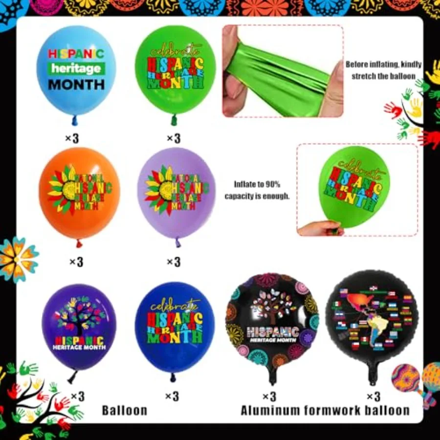 Ballons décoratifs du mois du patrimoine hispanique 24 pièces ballon du mois du patrimoine hispanique ballons du patrimoine hispanique latino-américain f