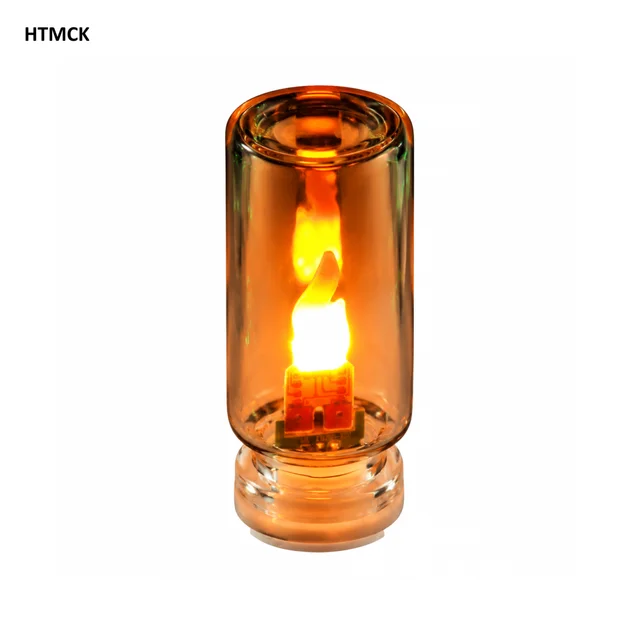Luz noturna em forma de vela LED com efeito de chama, alimentada por USB, com lâmpada de chama simulada em vidro fosco, ideal para decoração de carros, casas, quartos e portáteis.