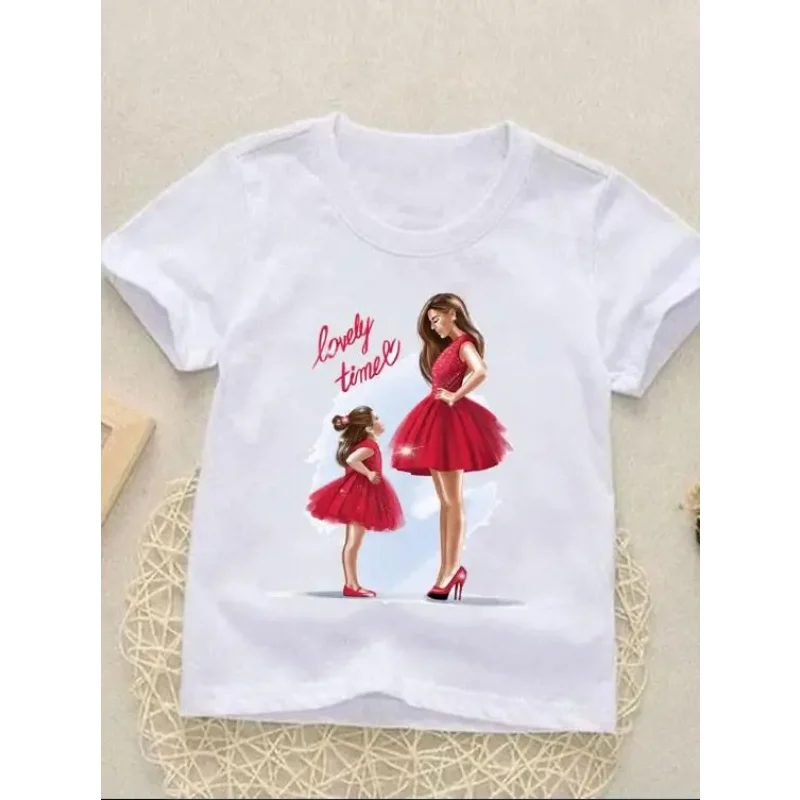 Desenhos animados impressos Tees para crianças, Tops de manga curta para meninas e meninos, T-Shirts O-Neck, Kids Outfits, Mom Trend, roupas de verão