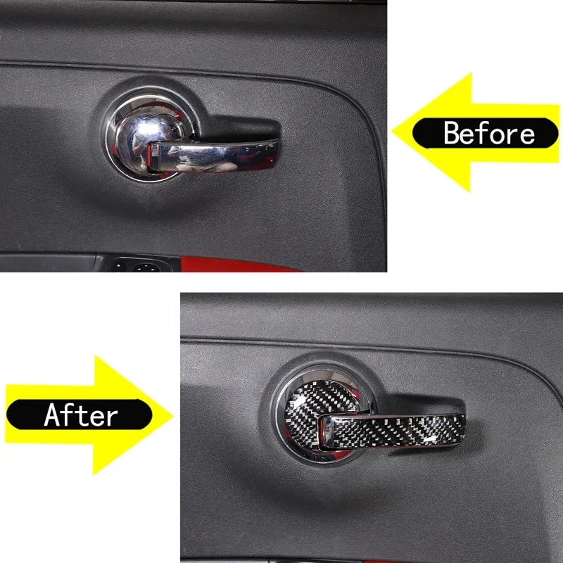 

For 2011-2019 Fiat 500 Soft Carbon Fiber Style Car Styling Car Door Inner Handle Sticker Car Interior Protection Accessories