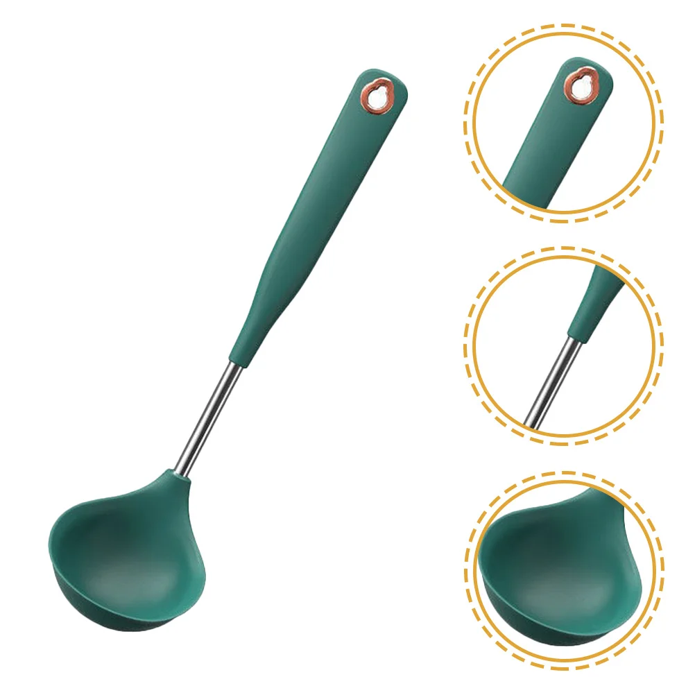 

Long Handle Silicone Soup Spoon Non-Stick Ladle Heat Resistant Kitchen Cooking Scooper Ladle Silicone Soup Spoon