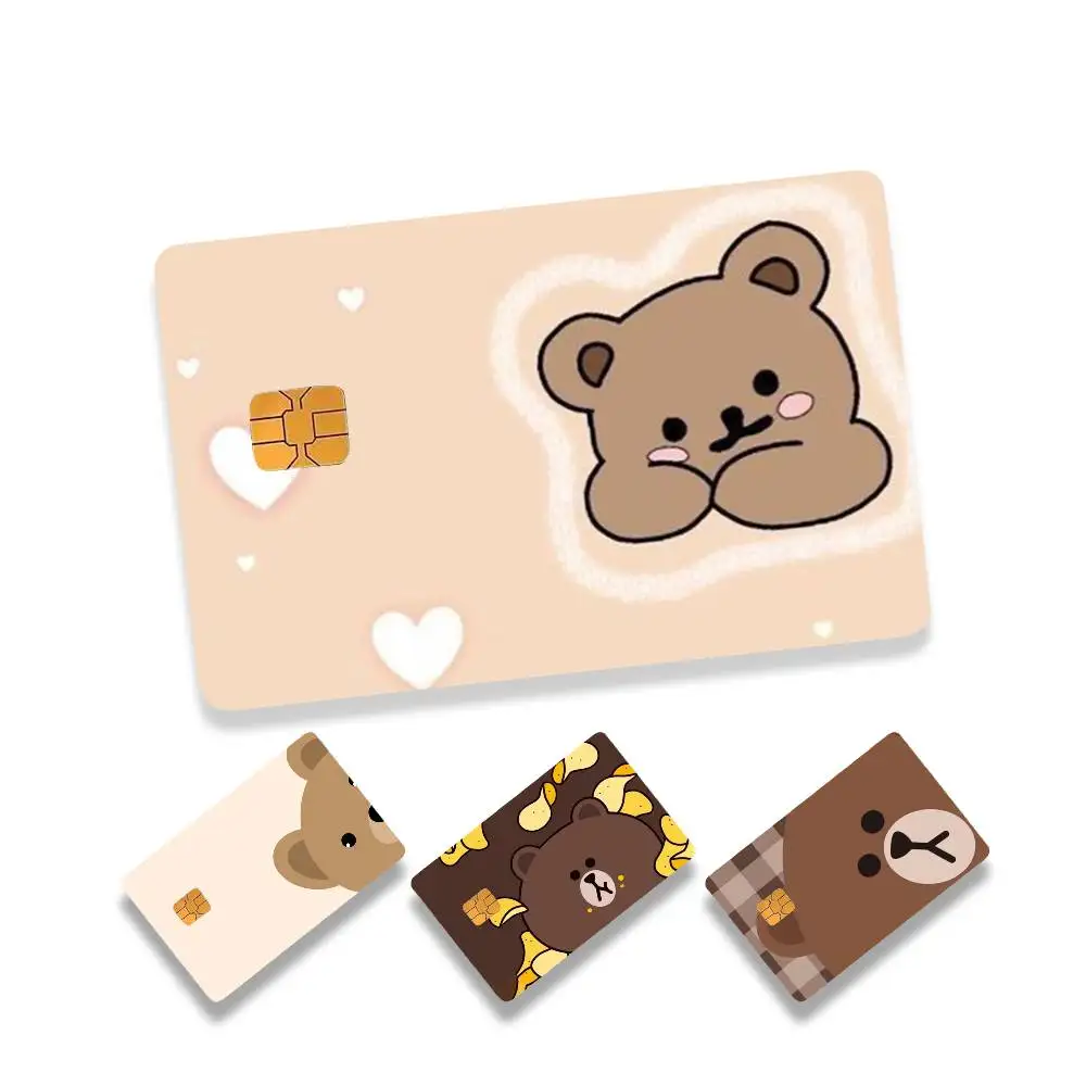 Cute Brown Bear HD Waterproof Card Skins Protective Stickers for Credit Bank Game Cards