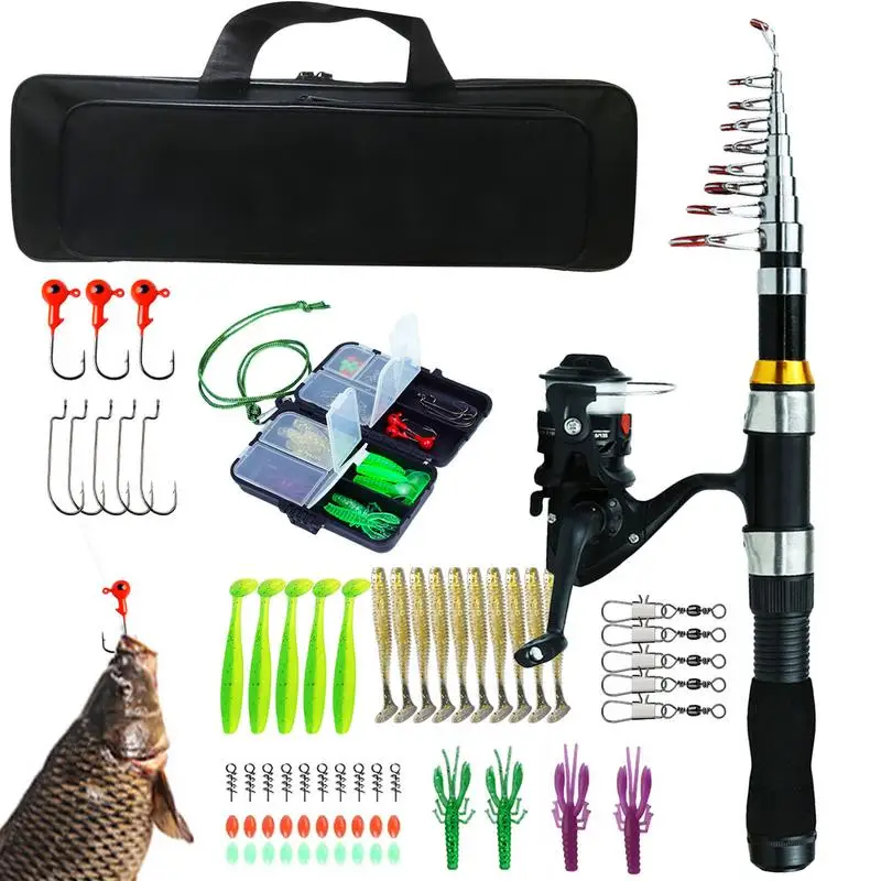 

Fishing Rod And Reel Combo Set Telescopic Carbon Fiber Rod For Youth Adults Beginner Saltwater Freshwater