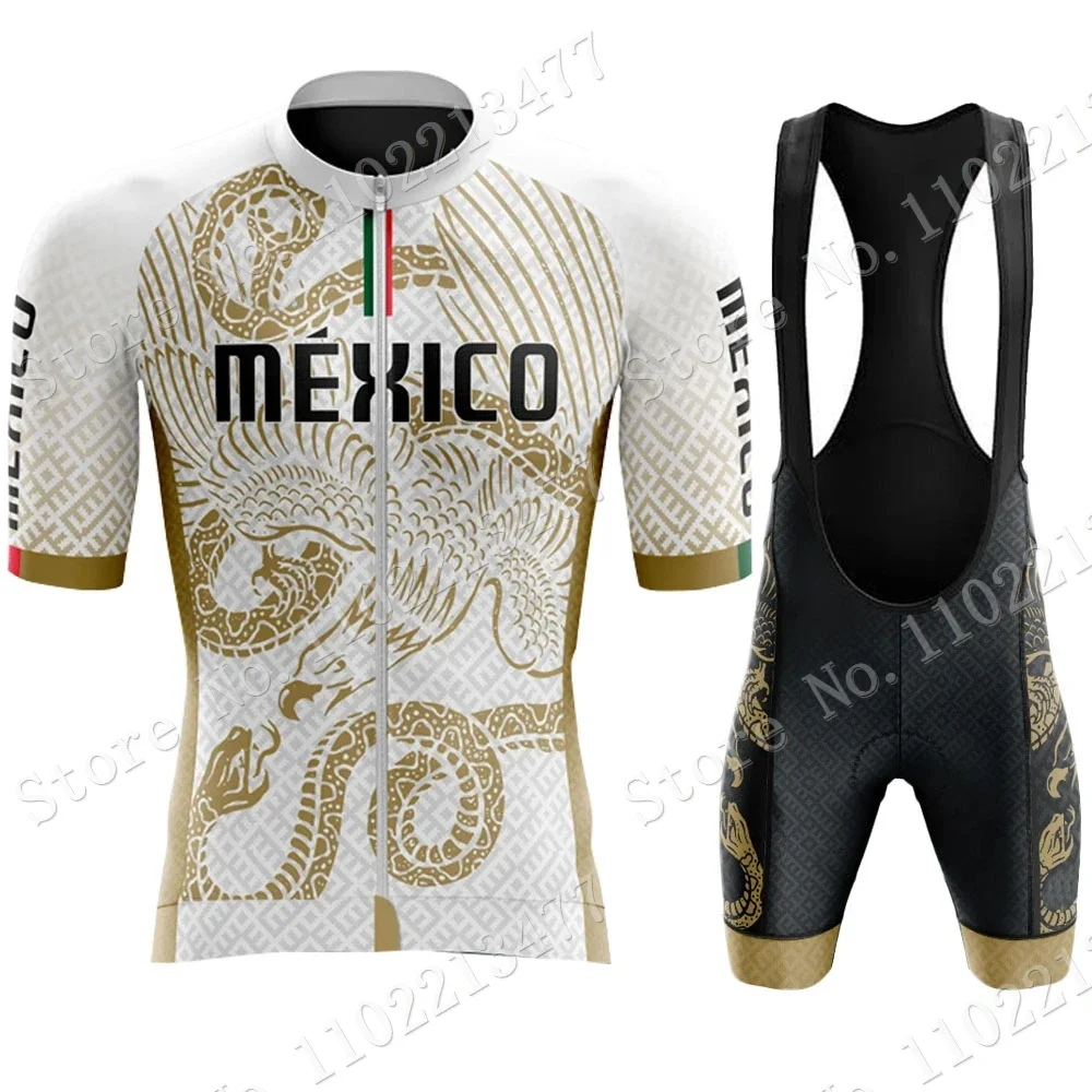 2023 Mexico Cycling Jersey National Team Set Summer Mexican Red Clothing Road Bike Shirts Suit Bicycle Bib Shorts MTB Ropa