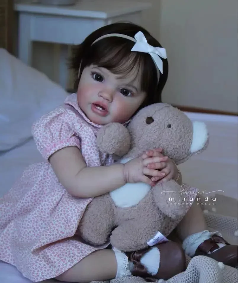 DLS Customized Limited Supply 32inch Reborn Baby Doll 24inch Lottie With Hand-Rooted Black Short Hair Already Finished Doll