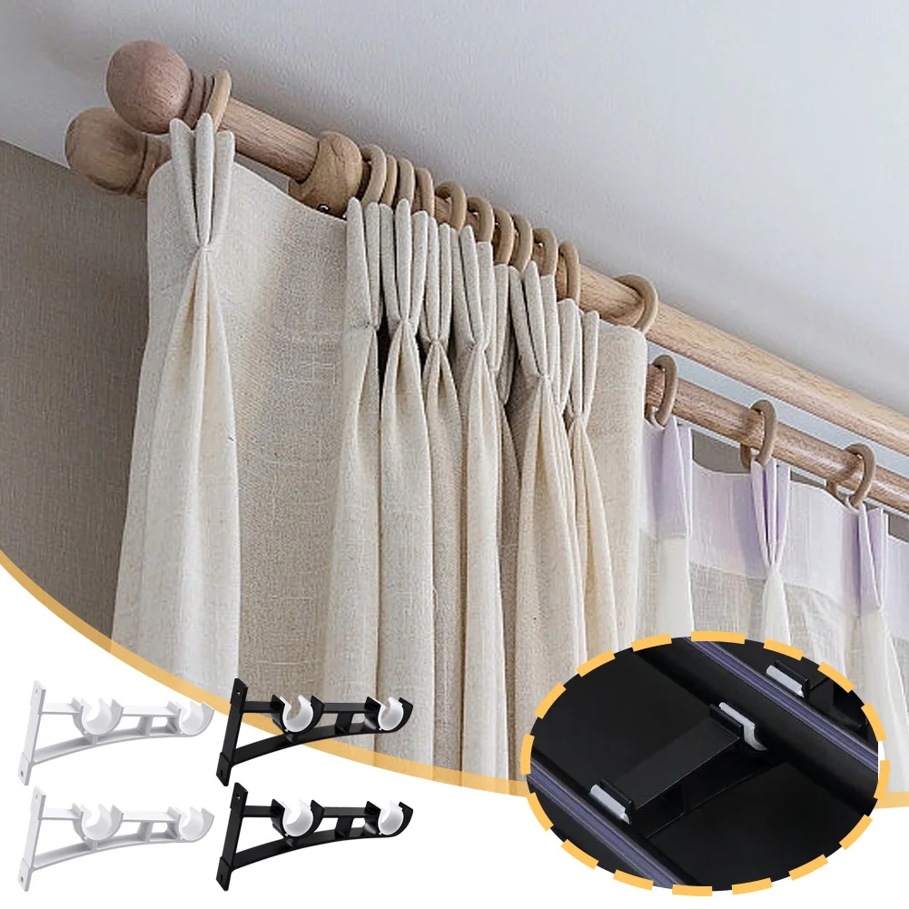 2 حزمة قضيب الستارة السنانير سبائك الألومنيوم قضيب دعم شماعات قضيب الستارة أجهزة معلقة لقضيب الستائر لدعم شماعات الحائط #3