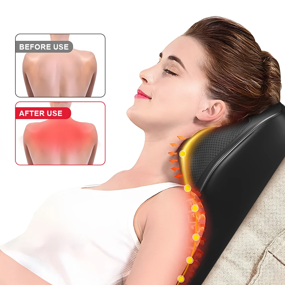 

Back Massager Neck Massager with Heat, 3D Kneading Massage Pillow for Stress, Cordless Type-C Rechargeable mother's day gifts