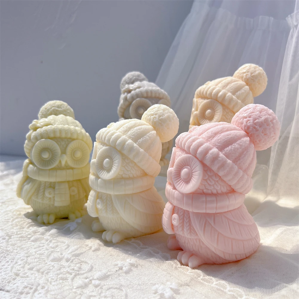 Molde de vela de coruja de natal, pássaro, animal, artesanal, kit de molde de silicone para estatuetas de resina diy, decoração, presentes