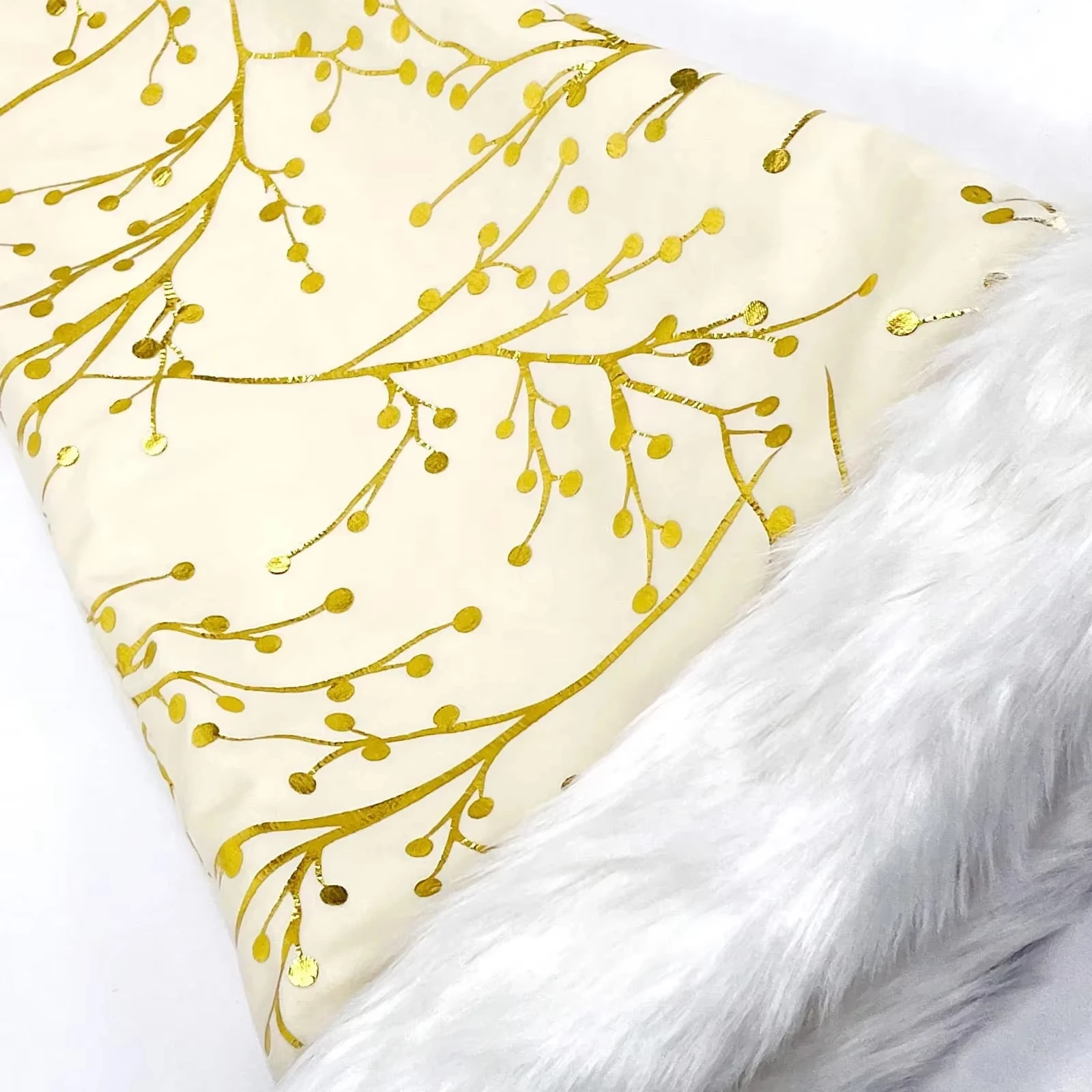 Christmas Plush Hat Festive Gold Stamping Hat Xmas Hat Patterned For Winter Celebration Holiday Party Christmas