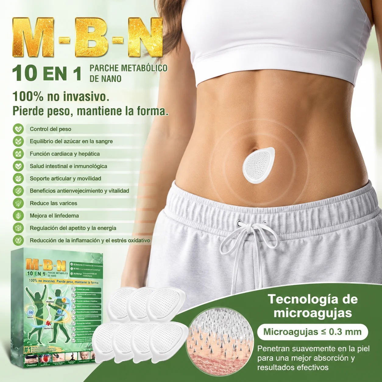 Advanced Nano Microneedle Firming Patch ≤0.3mm Plant-Based Improves Skin Elasticity Weight Loss Sticker Daily Body Care Patch