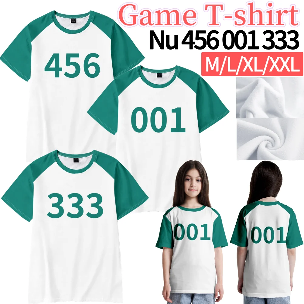 Fantasia de Cosplay de Jogador de Calamari, Camiseta com Números 456 333 001, Roupa de Festa, Fantasia de Jogador Adulto para Homens e Mulheres