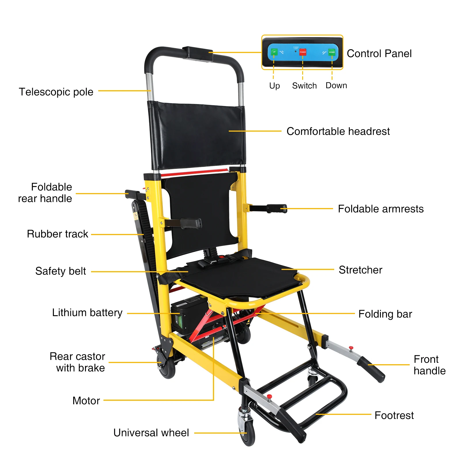 Pazienti disabili anziani di qualità superiore su e giù scale barella scala elettrica arrampicata sedia a rotelle motorizzata ascensore Max 440lb