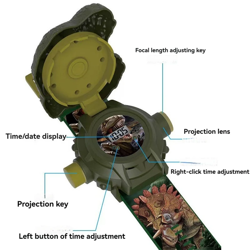Stylish 3D Children's  Dinosaur Electronic Watch Boys Projection  Watches 24 Projection Patterns Boys Girls Birthday Gift