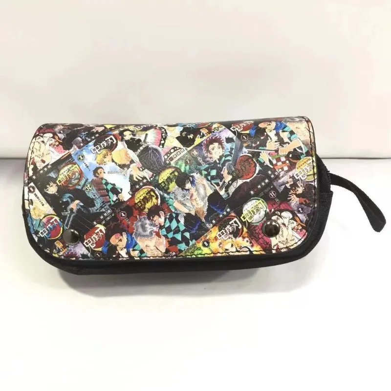 Demon Slayer Pencil Case Double-Layer Large Capacity Storage Tanjiro Kamado Stationery Box Anime Merch Holiday Gift Trendy Toy view 4